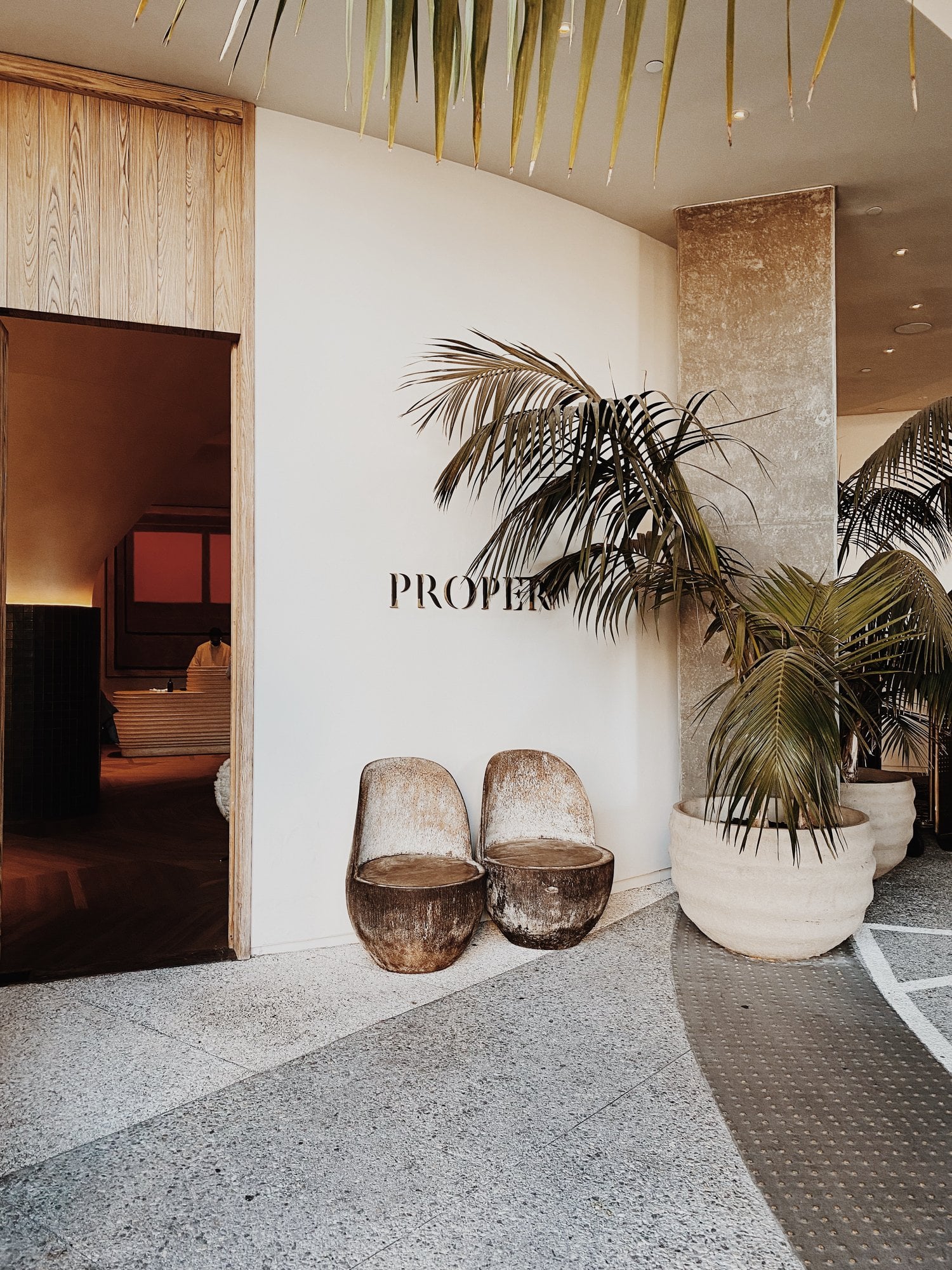 Exterior and entrance at Santa Monica Proper Hotel, Design by Kelly Wearstler