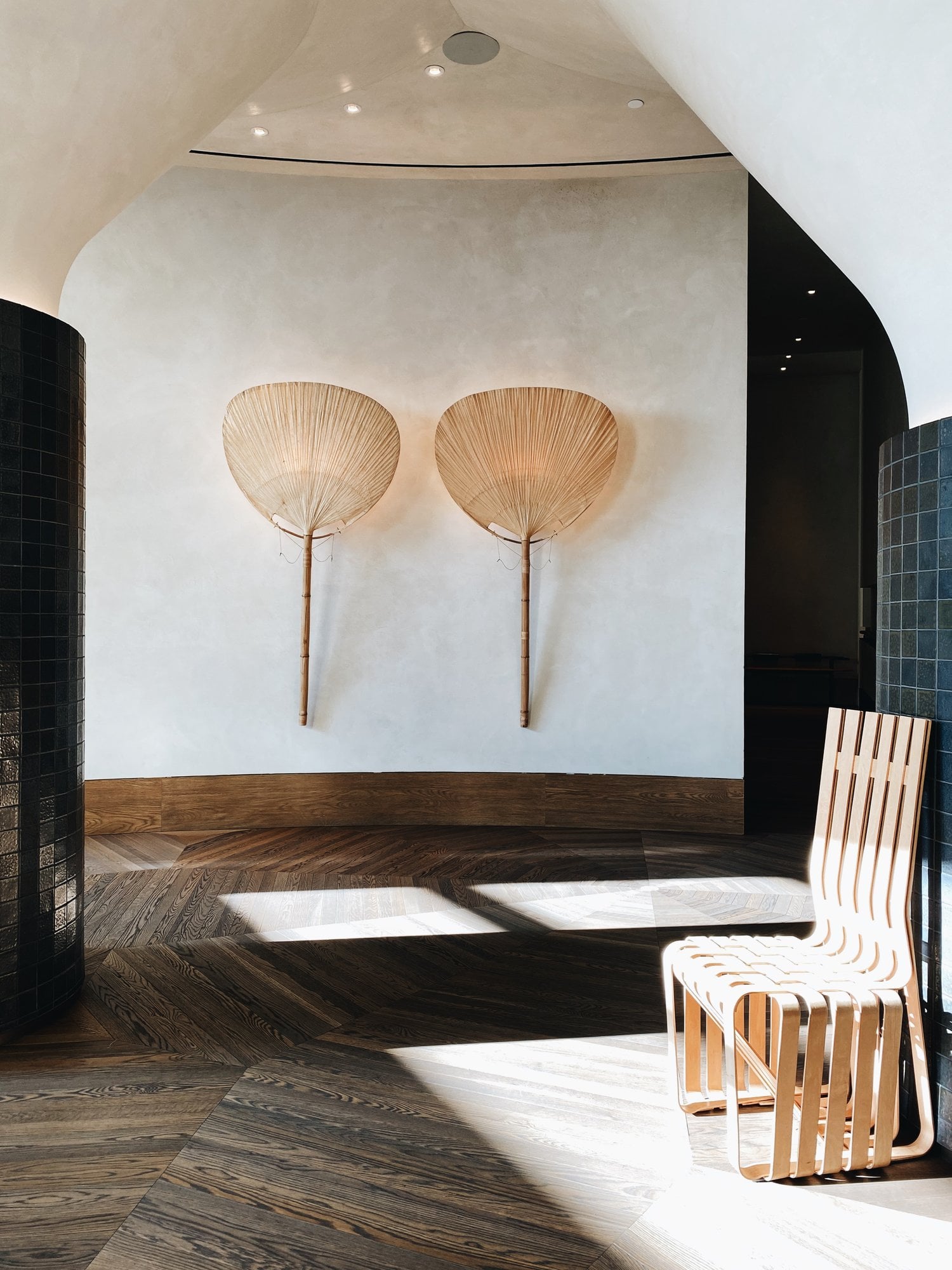 Lobby lights at Santa Monica Proper Hotel, Design by Kelly Wearstler